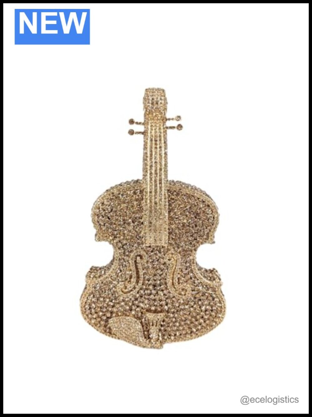 Violin Crystal Clutch Bag Women Evening Handbags Bridal Party Rhinestone Purse